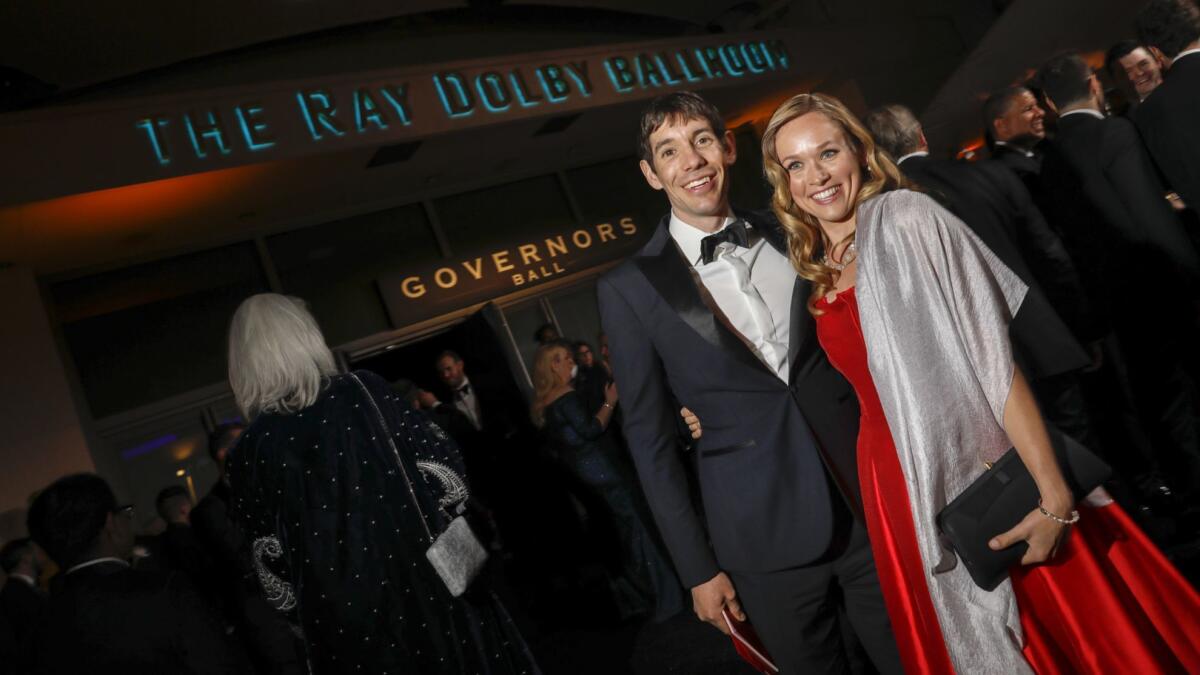 "Free Solo" subject Alex Honnold with girlfriend Cassandra "Sanni" McCandless at the 91st Academy Awards Governors Ball on Sunday, February 24, 2019 at the Dolby Theatre at Hollywood & Highland Center in Hollywood, CA.
