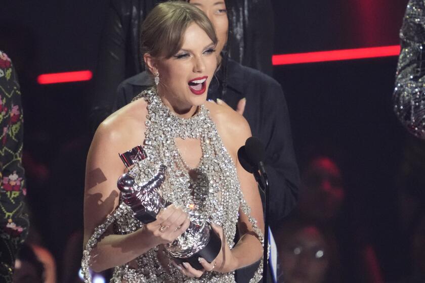 Taylor Swift accepts the award for video of the year for "All Too Well" (10 Minute Version) (Taylor's Version) at the MTV Video Music Awards at the Prudential Center on Sunday, Aug. 28, 2022, in Newark, N.J. (Photo by Charles Sykes/Invision/AP)