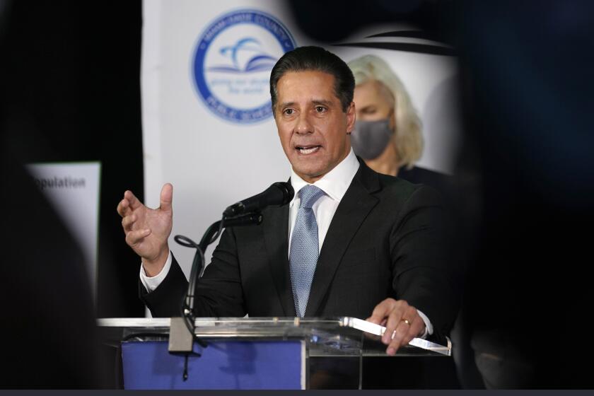 Miami-Dade County Public Schools Superintendent Alberto Carvalho announces at a news conference that wearing face masks to protect against COVID-19 will be optional in public schools, Tuesday, Nov. 9, 2021, in Miami. The new guideline will go into effect Friday. (AP Photo/Lynne Sladky)