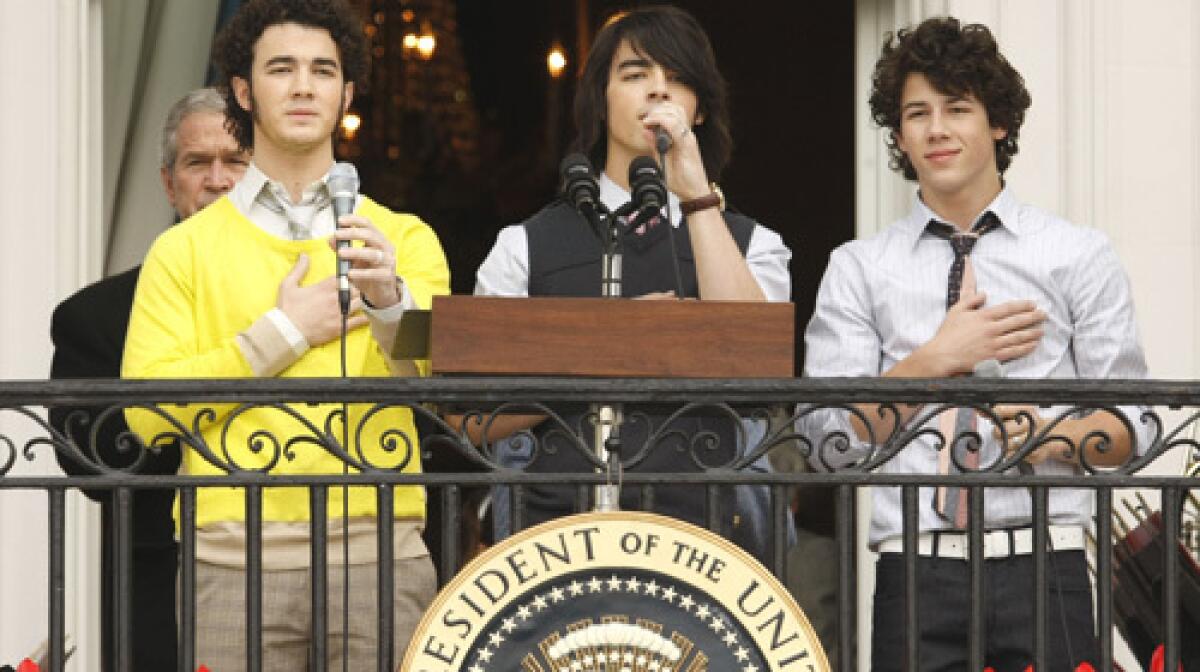 The Jonas Brothers at Monday's annual Easter Egg Roll at the White House.