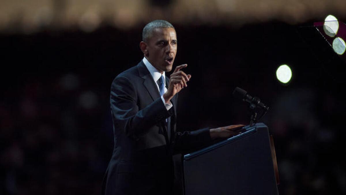 President Obama delivers his farewell speech Tuesday in Chicago.