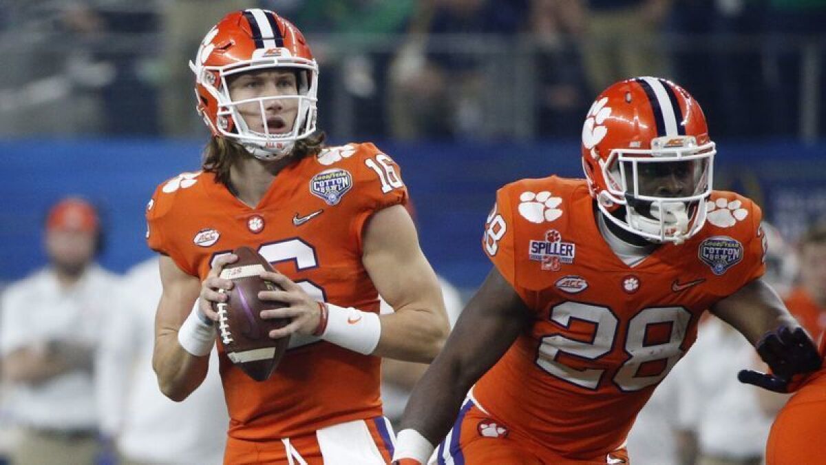 Clemson quarterback Trevor Lawrence has passed for 2,933 yards and 27 touchdowns this season.