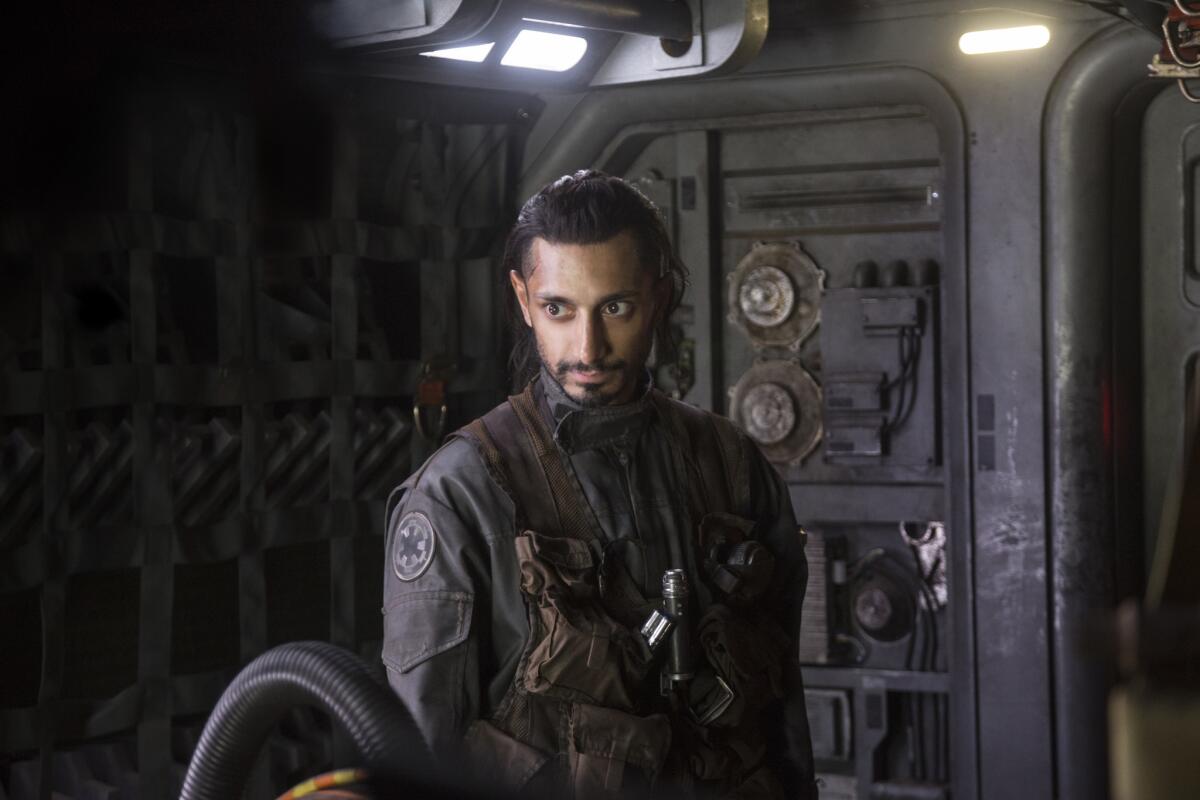 Riz Ahmed plays Bodhi Rook in a scene from "Rogue One: A Star Wars Story."