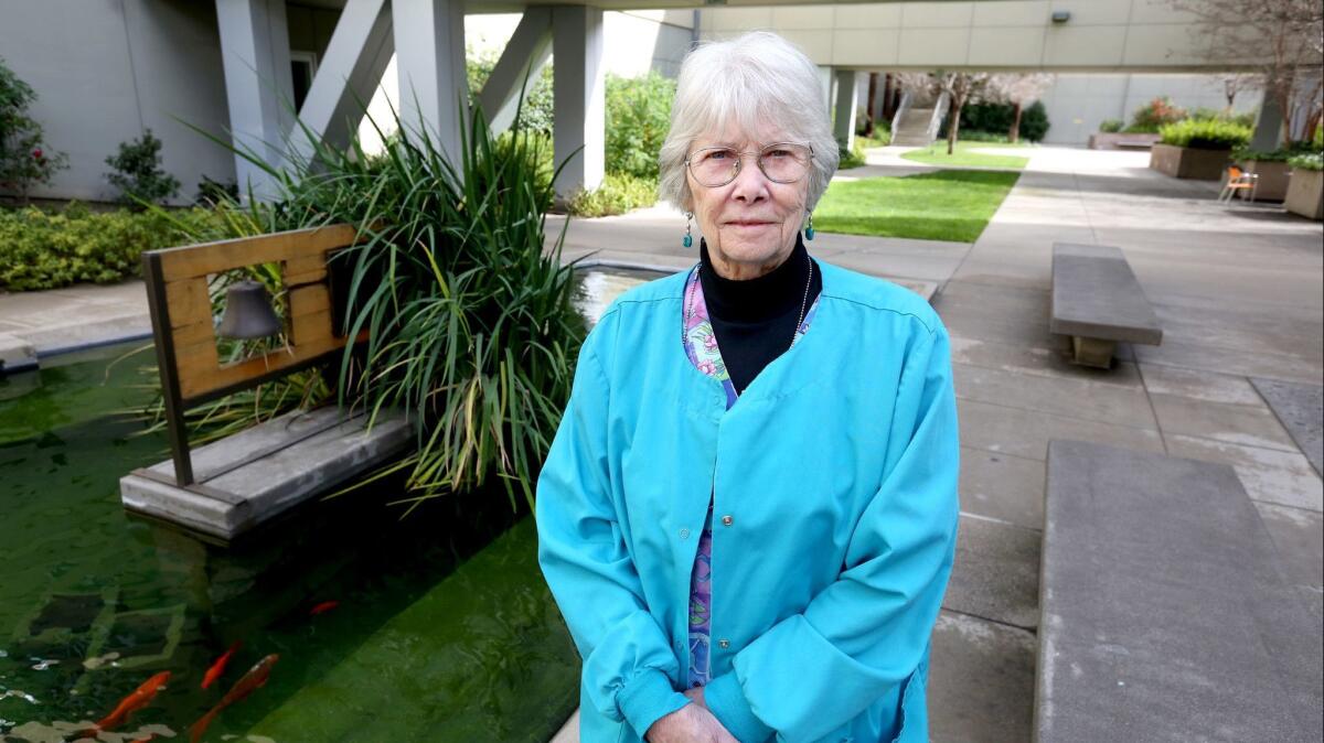 Providence St, Joseph Medical Center senior scheduler Kathy Warner, 75, of Burbank, has been with the hospital for 53 years. She was photographed on hospital grounds in Burbank on Feb. 5. Warner will complete 54 years of service on June 1 and is the most senior employee.
