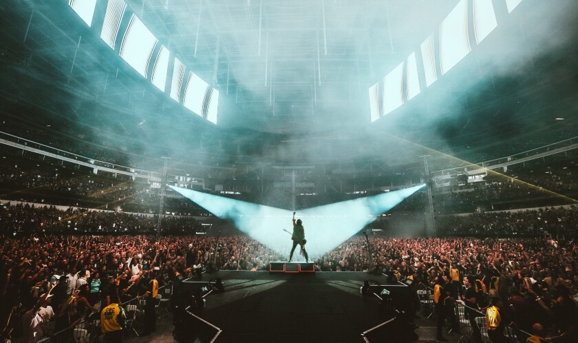 A rock singer onstage.