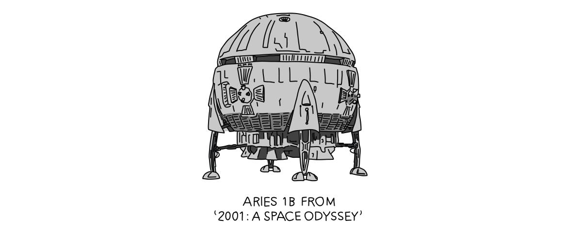 Illustration on the Aries 1B space shuttle from "2001: A Space Odyssey"