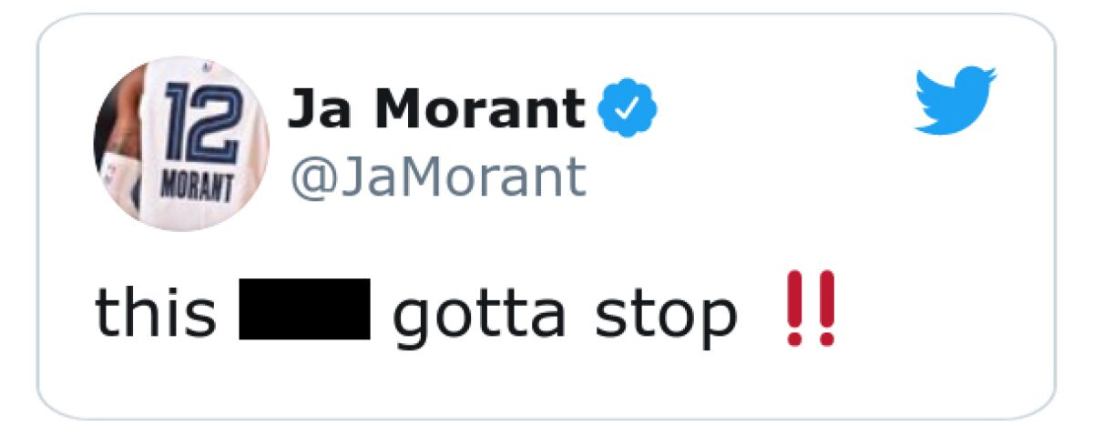 Memphis Grizzlies' Ja Morant tweeted in support of Wednesday's Milwaukee Bucks' protest on the shooting of Jacob Blake.