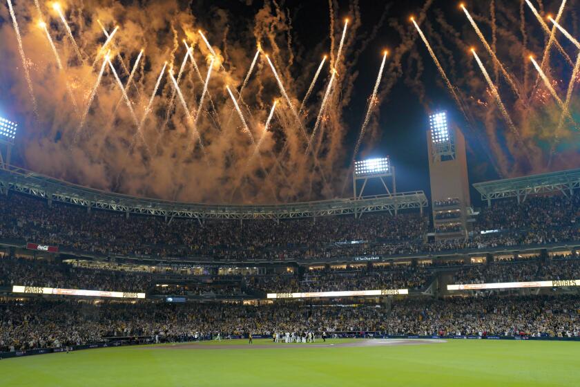 San Diego, CA - October 15: At Petco Park on Saturday, Oct. 15, 2022 in San Diego, CA., the Padres celebrate after winning the NLDS against the Dodgers. (Nelvin C. Cepeda / The San Diego Union-Tribune)