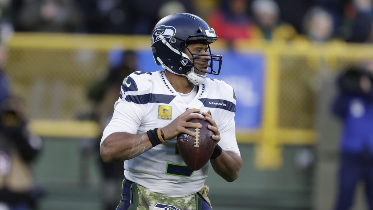 Seattle Seahawks' Russell Wilson during the first half against the Green Bay Packers.