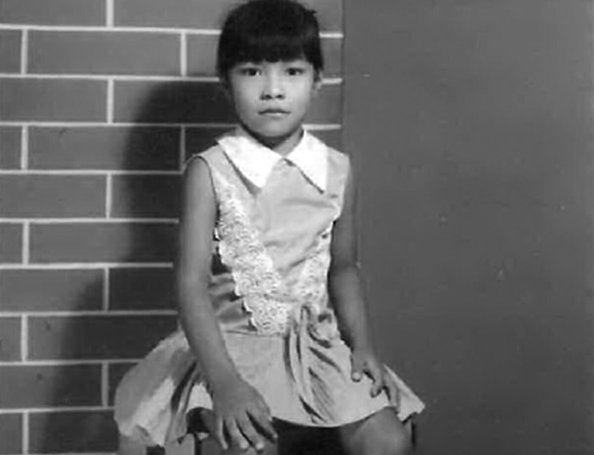 Rep. Norma Torres as a child in a black-and-white photo.