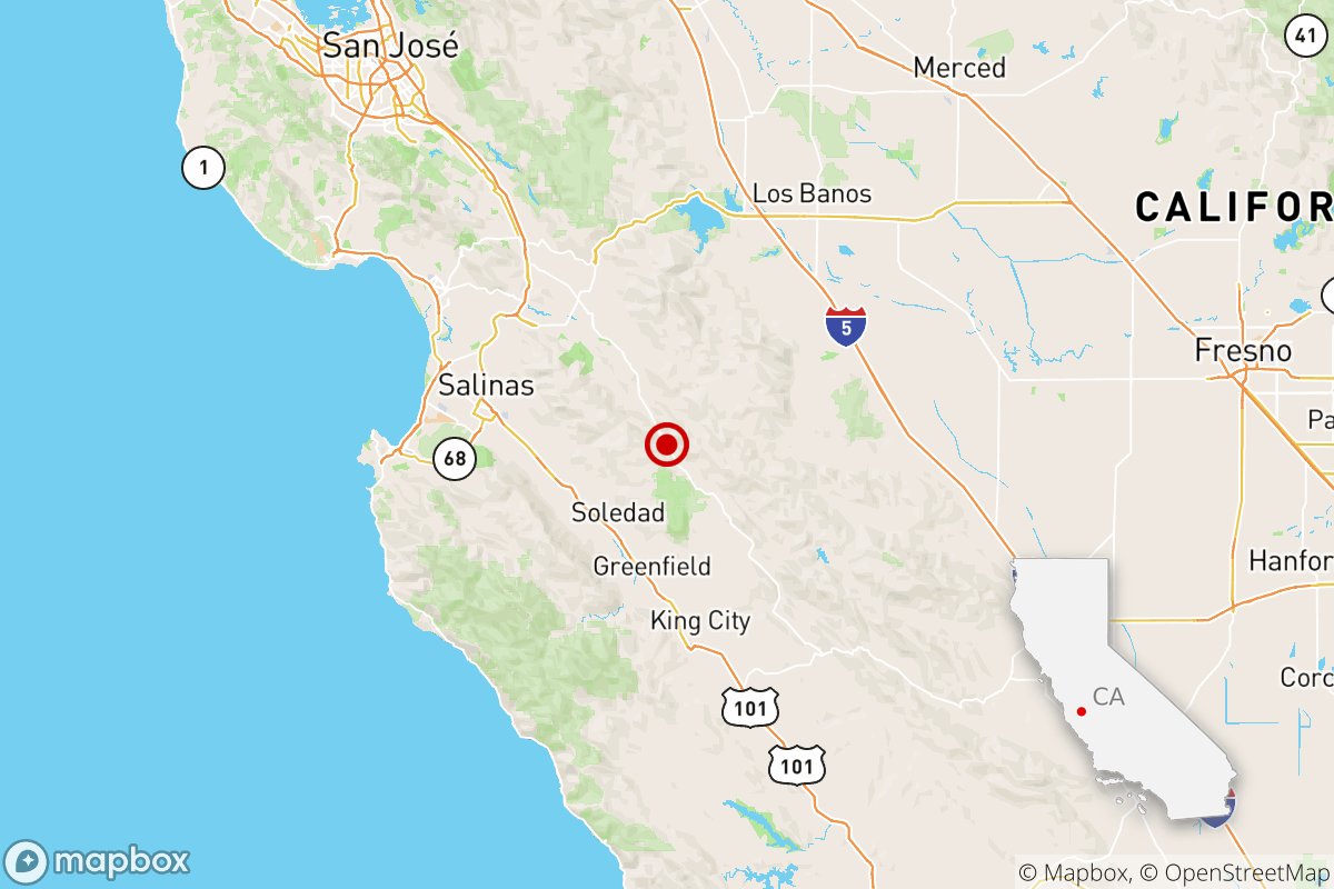 A magnitude 3.2 earthquake was reported 12:30 a.m. Wednesday, 11 miles from Soledad, Calif.