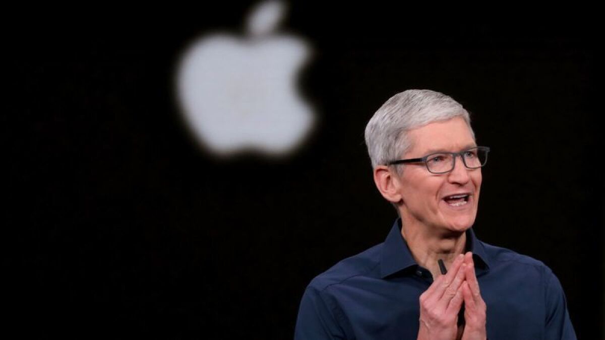 Apple CEO Tim Cook discusses Apple TV + last year in Cupertino. Digital media companies such as Apple have sometimes clashed with cities over proposed tax hikes or policies deemed unfriendly to their interests.