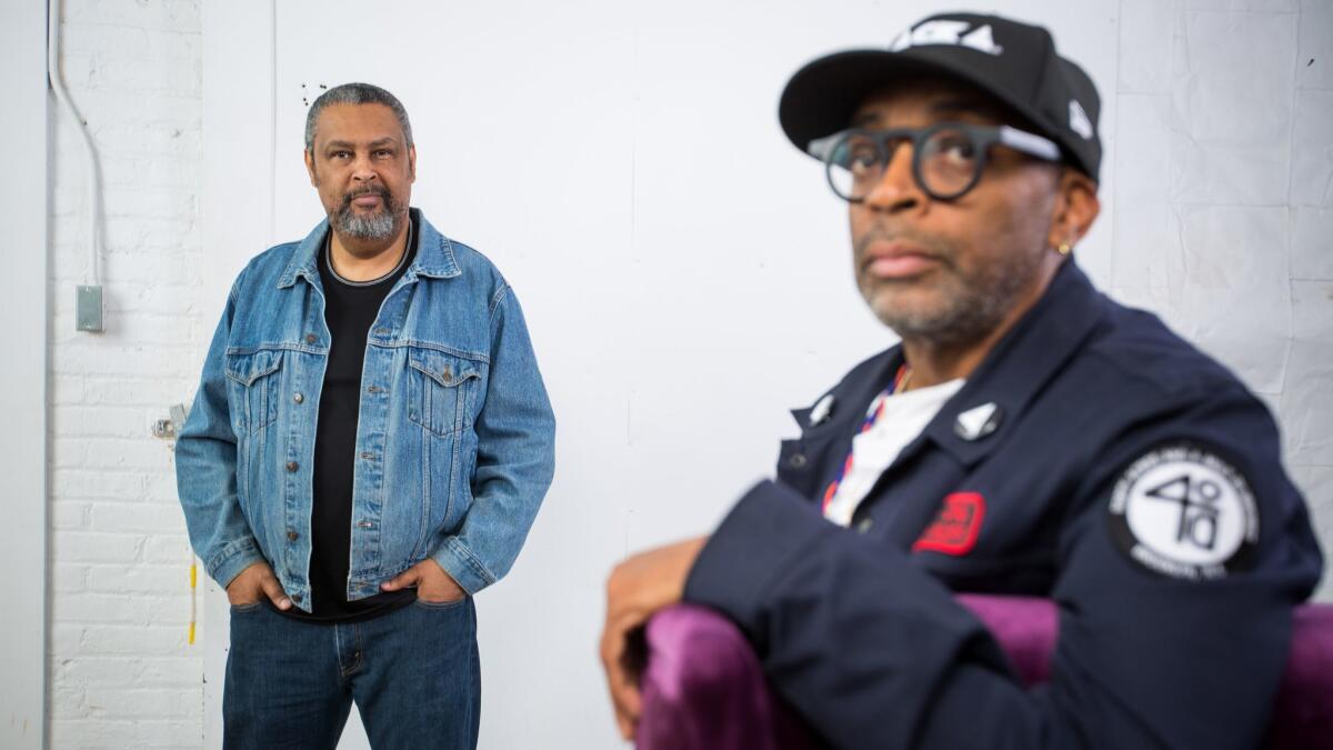 "BlacKkKlansman" co-writer Kevin Willmott, left, and director Spike Lee