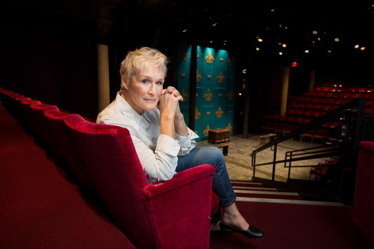 Glenn Close, whose role in "The Wife" may finally get her that Oscar win after six other nominations, poses at New York's Public Theater.