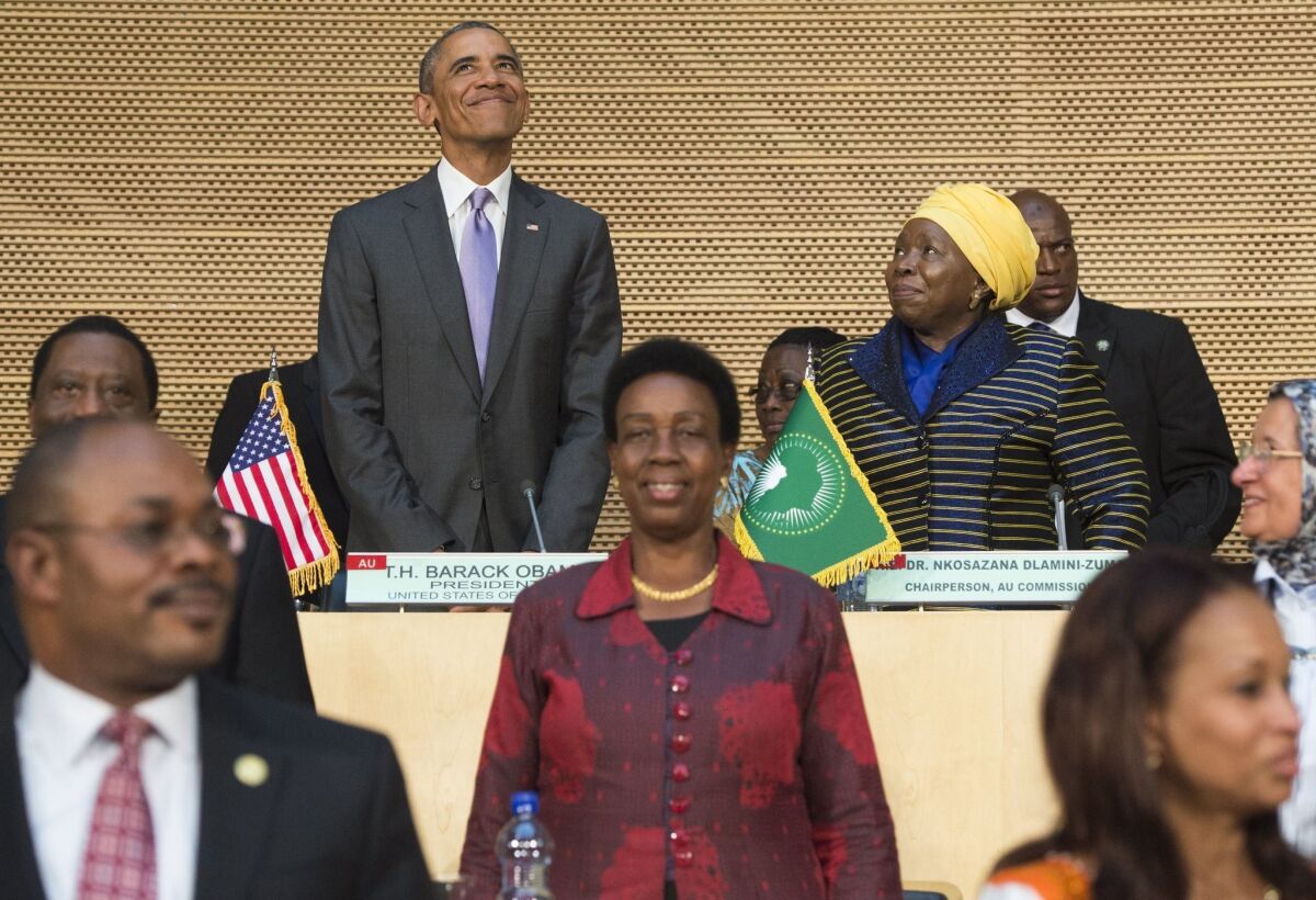 President Barack Obama spoke Tuesday at the African Union headquarters in Addis Ababa, Ethiopia.