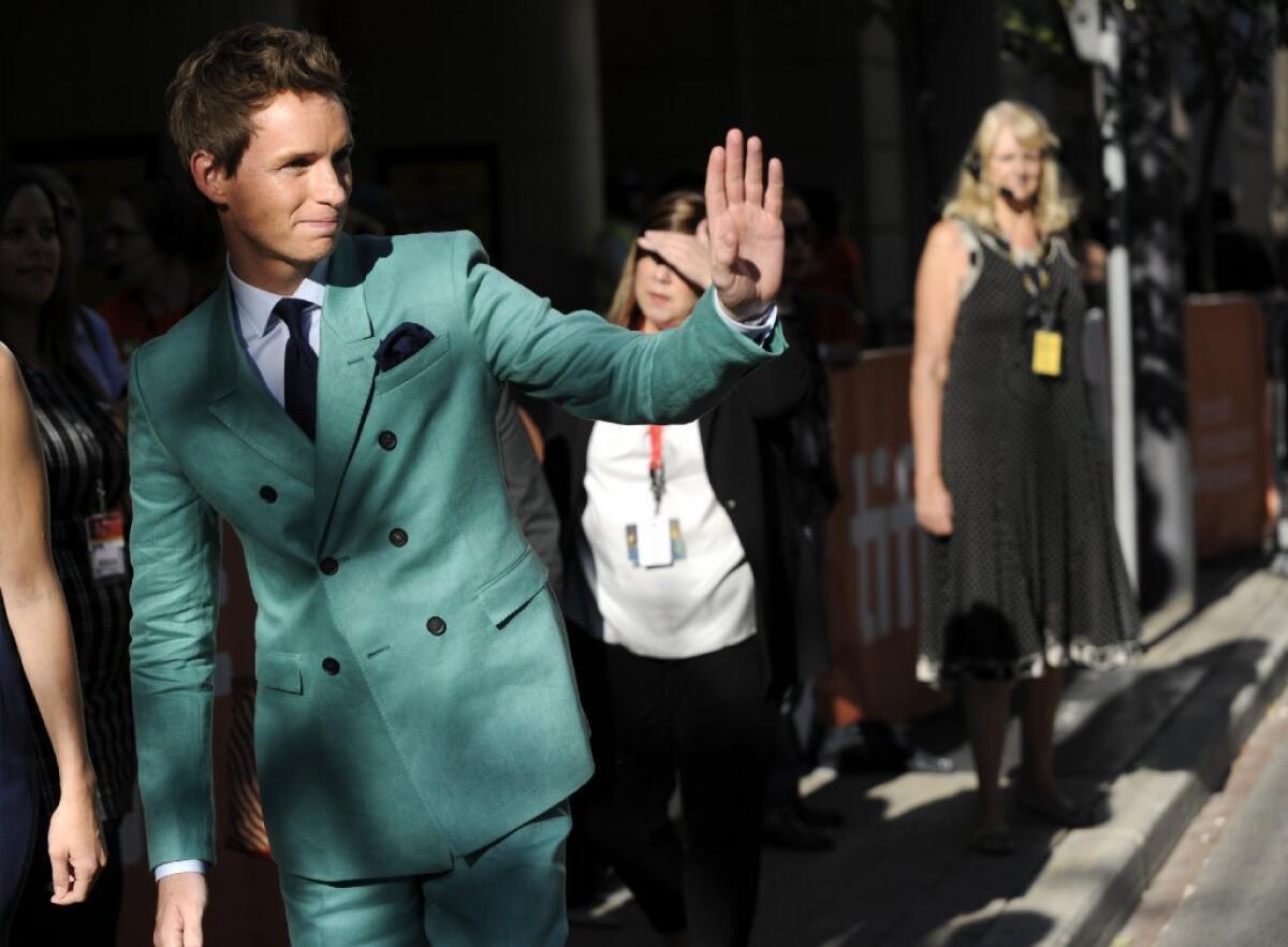 Eddie Redmayne arrives at the Toronto International Film Festival premiere of "The Theory of Everything."