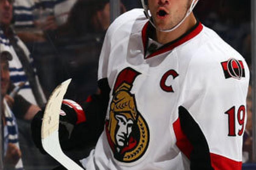 Ottawa captain Jason Spezza will miss Wednesday's game against the Kings due to a sore groin.