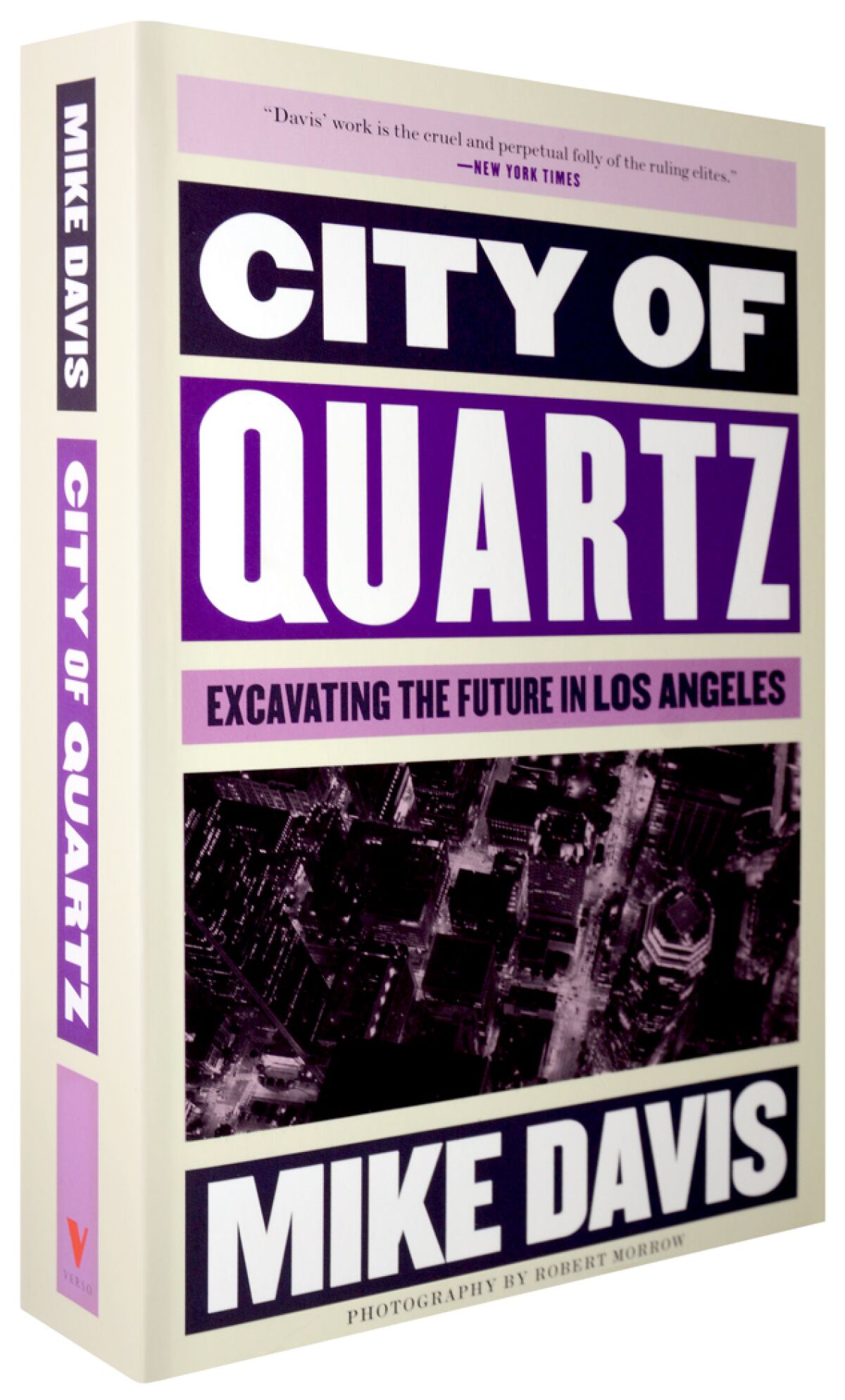 A photo shows the cover of "City of Quartz" with photography and typography in shades of purple.