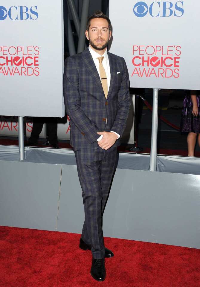 Zachary Levi's plaid Vivienne Westwood suit was the best of the evening's menswear.