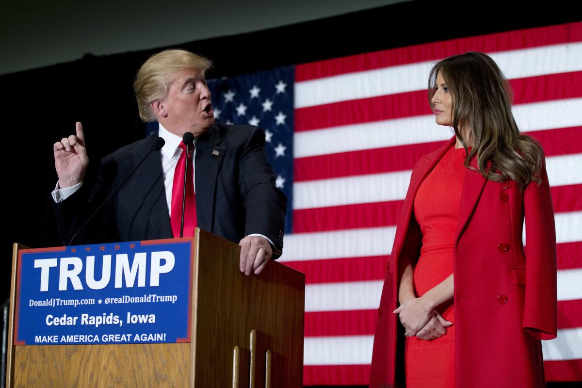 President-elect Donald and future first lady Melania Trump appear at a fall campaign rally.