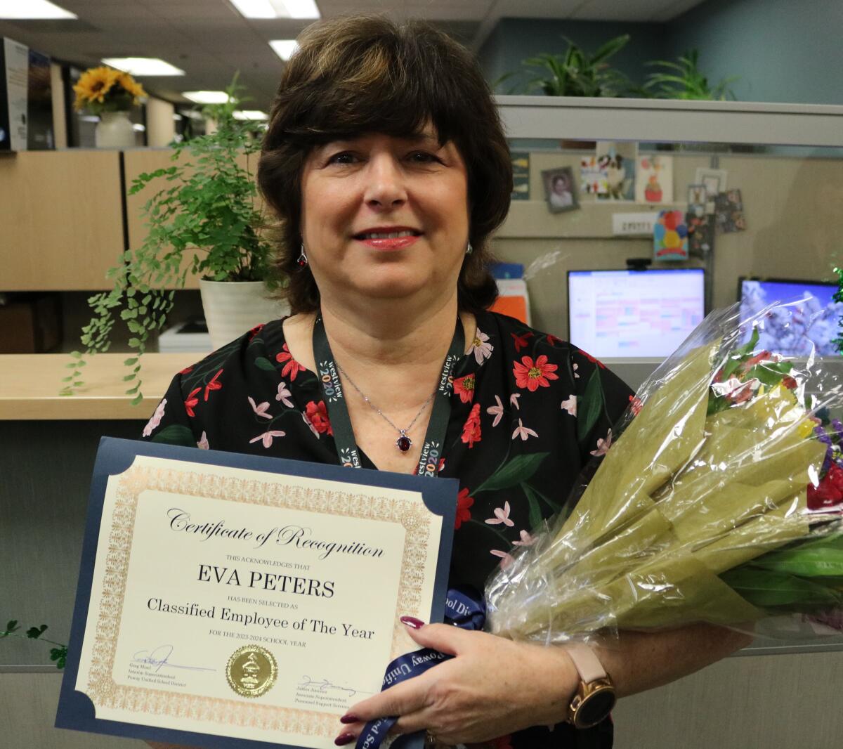 Eva Peters is an administrative assistant, Learning Support Services at the Poway Unified district office.