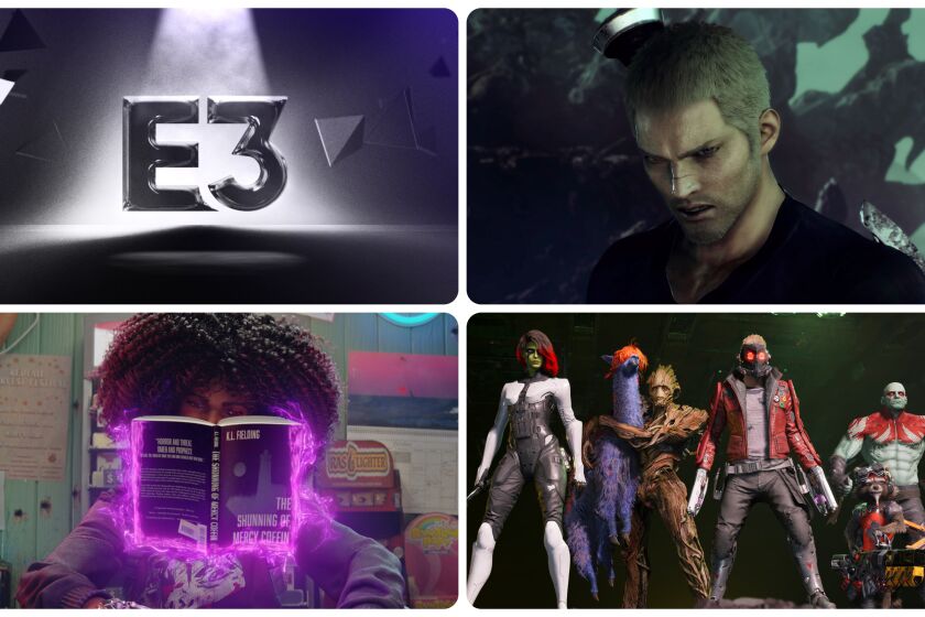 E3 logo, "Stranger of Paradise," top right, Marvel's "Guardians of the Galaxy," and Xbox/Bethesda's "Redfall."