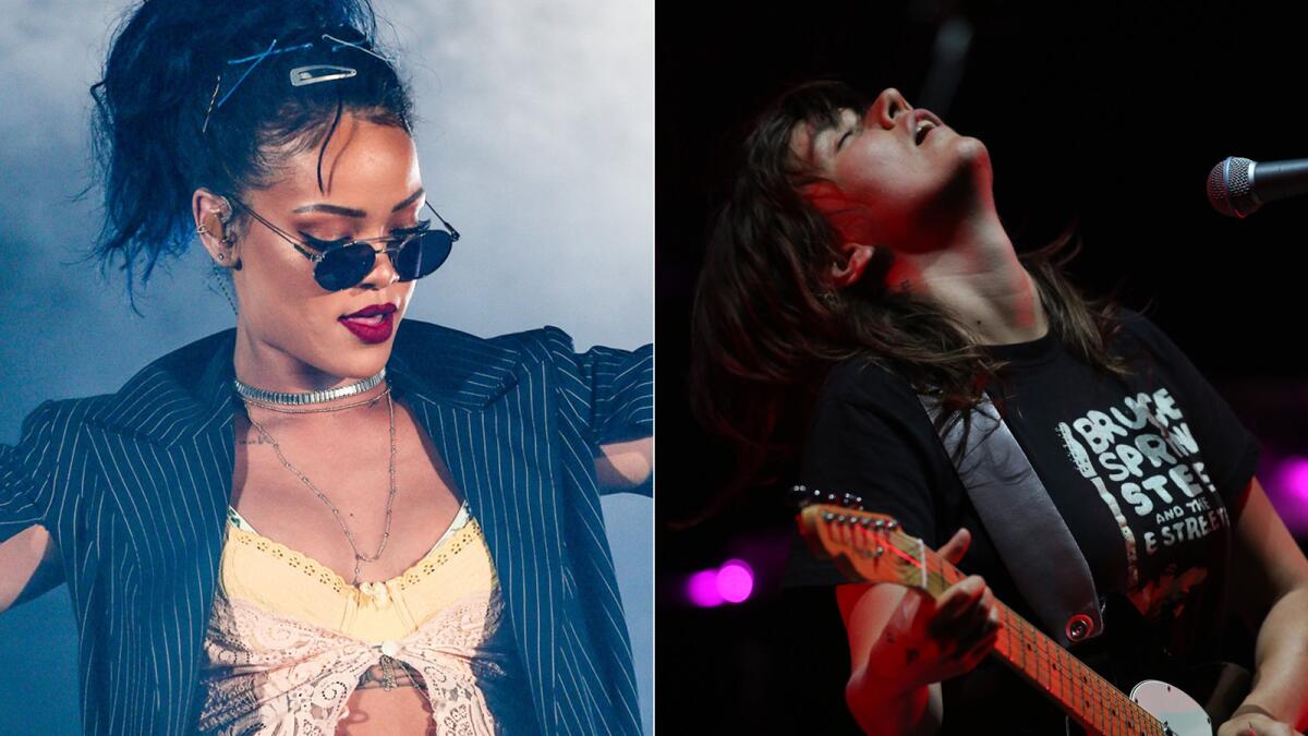 Musicians Rihanna, left, and Courtney Barnett.