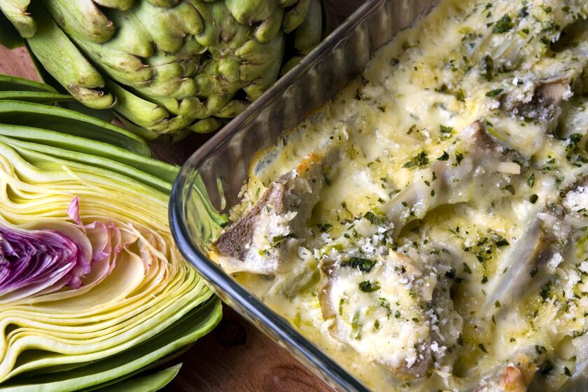 Recipe: Artichoke and green garlic gratin