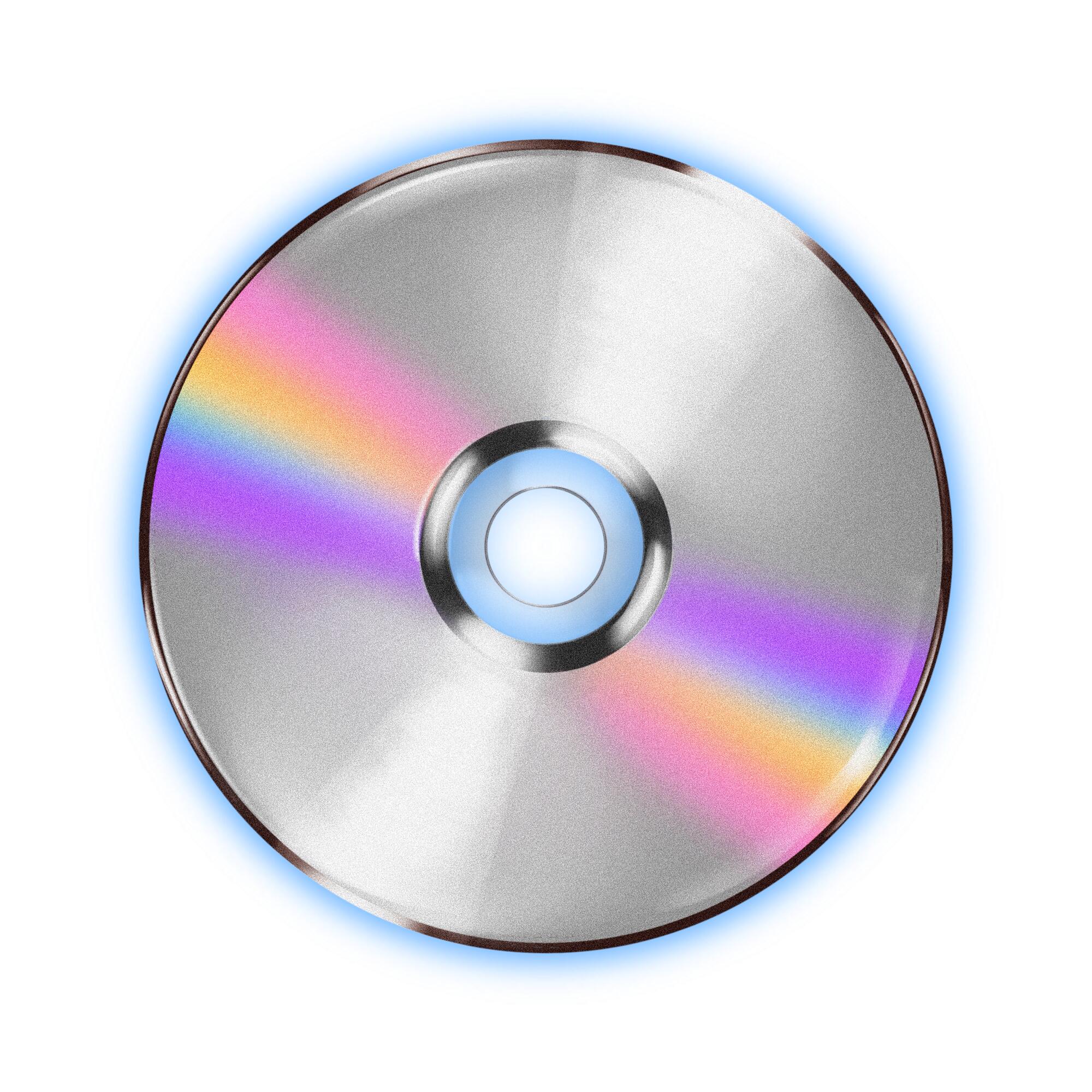 Illustration of a silver CD with rainbow colors