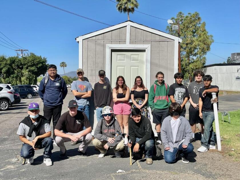Montecito High School's construction class donated the shed they made to the memory of Kim Lasley, a longtime RUSD trustee.