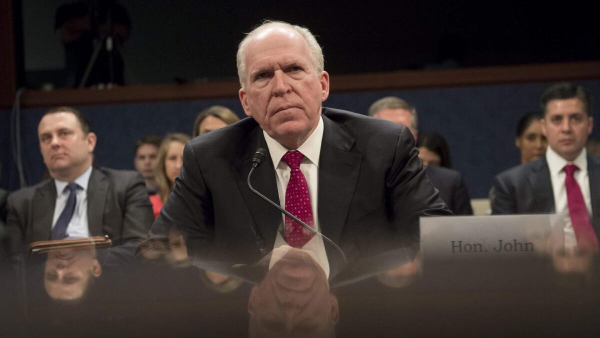 Former CIA Director John Brennan testifies during a House Permanent Select Committee on Intelligence hearing in Washington, D.C., on May 23, 2017. The CIA veteran has been an outspoken critic of President Trump.