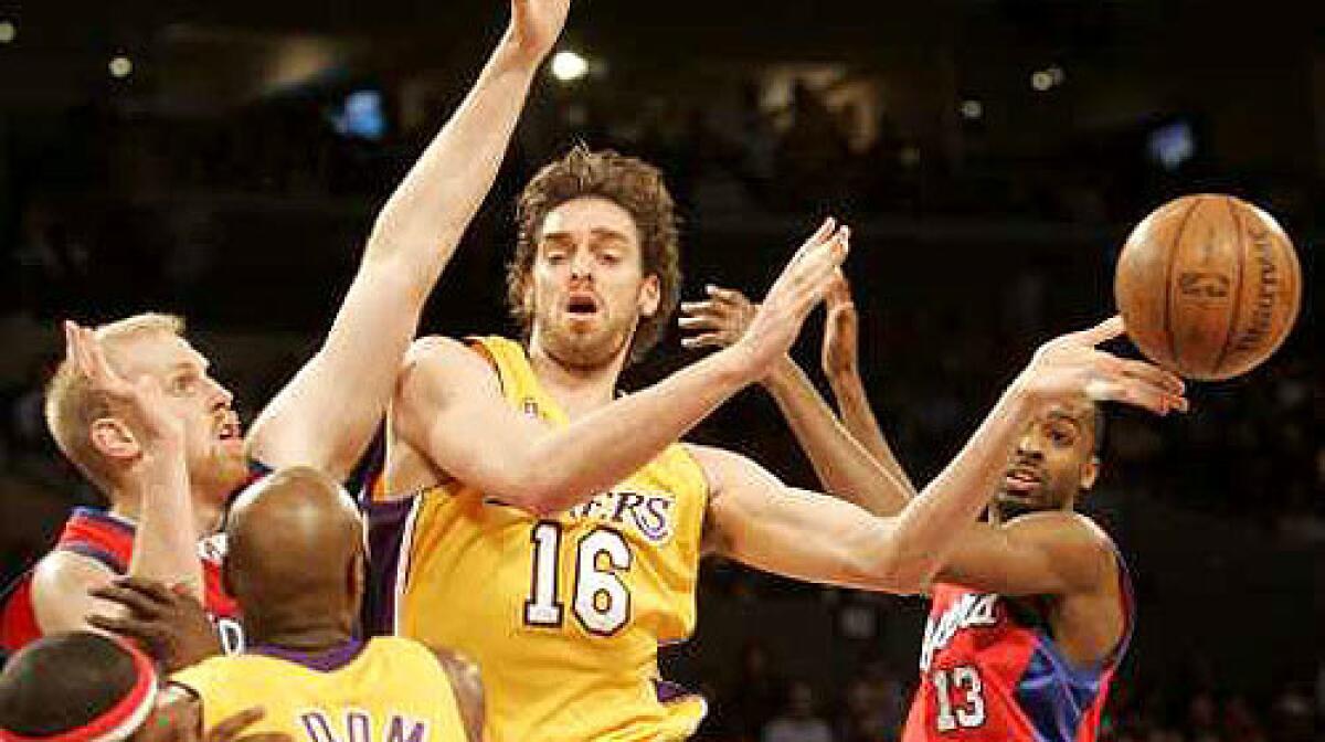 Pau Gasol is averaging 18.8 points and 7.9 rebounds in 19 games as a Laker.