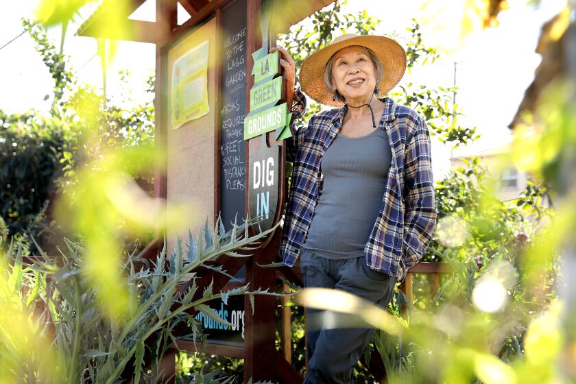 LOS ANGELES-CA-NOVEMBER 27, 2020: Florence Nishida is photographed at LA Green Grounds Garden in Los Angeles on Tuesday, November 27, 2020. (Christina House / Los Angeles Times)