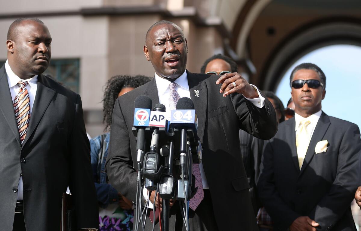 Benjamin Crump, an attorney for the Corey Jones family, speaks to the media Thursday in West Palm Beach, Fla.