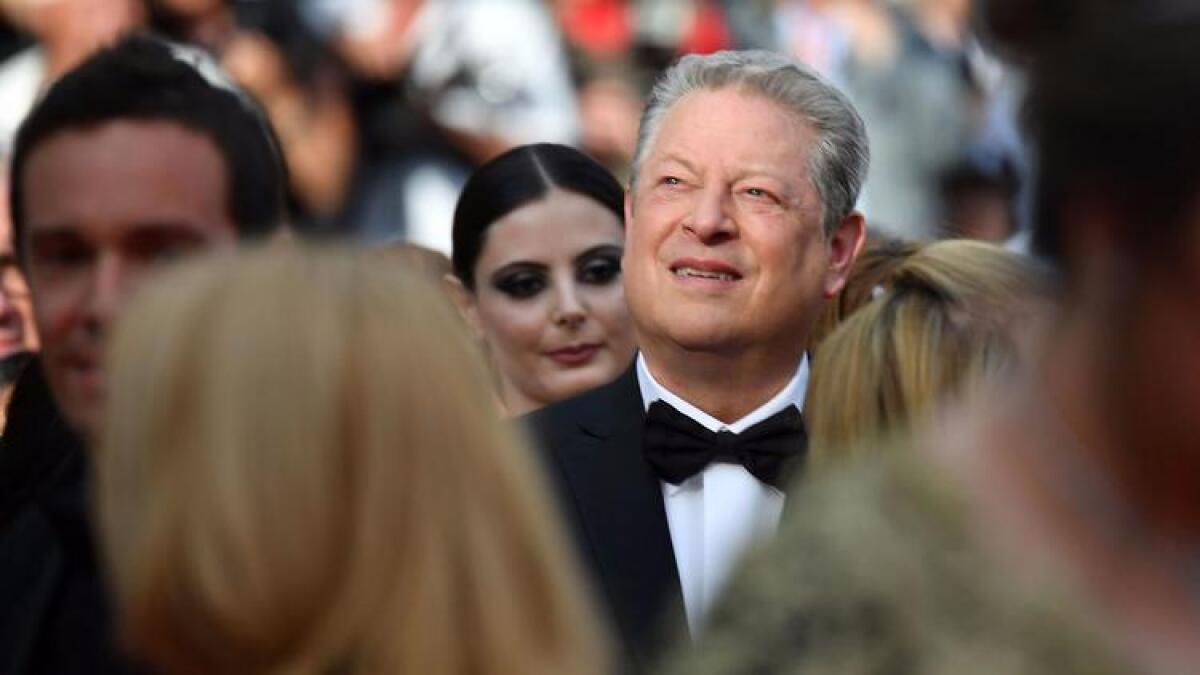 Former Vice President Al Gore arrives on the red carpet for the screening of "The Killing of a Sacred Deer" at the Cannes Film Festival.