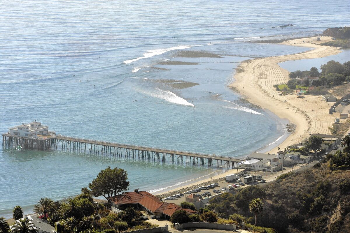 An aerial view of the Malibu Pier. U2 guitarist the Edge -- a.k.a. David Evans -- has gone to great lengths since 2006 to secure permits to build five homes, including his own, and an access road on Sweetwater Mesa in the Santa Monica Mountains.