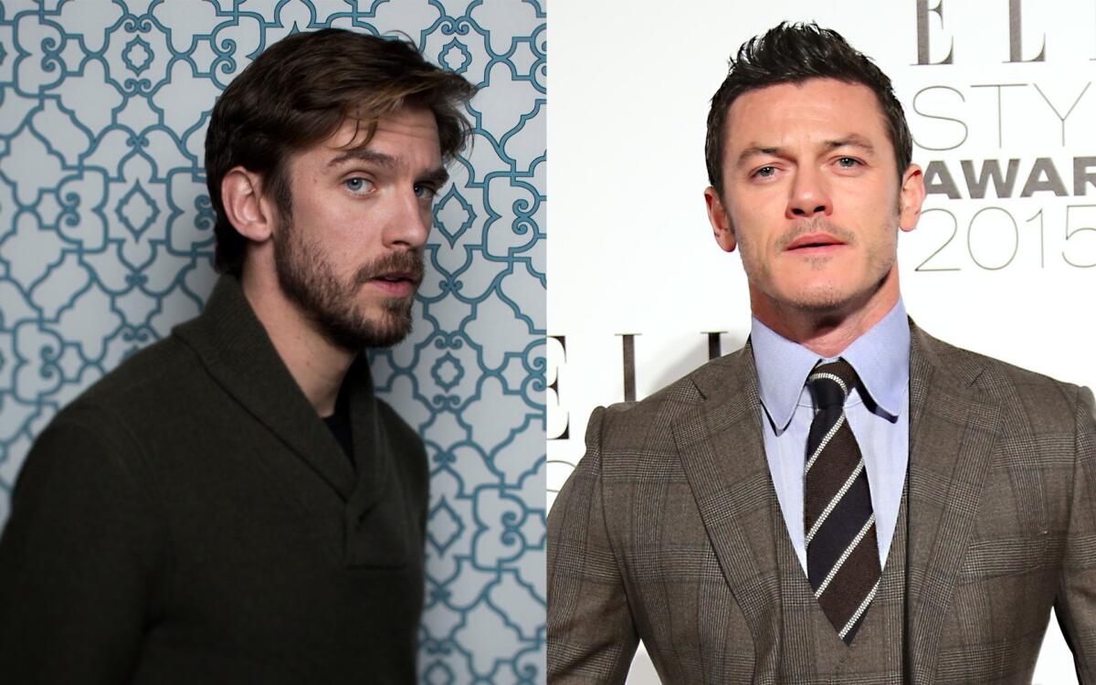 Dan Stevens, left, and Luke Evans have reportedly been cast as the Beast and Gaston, respectively, in Disney's live-action "Beauty and the Beast" with Emma Watson.