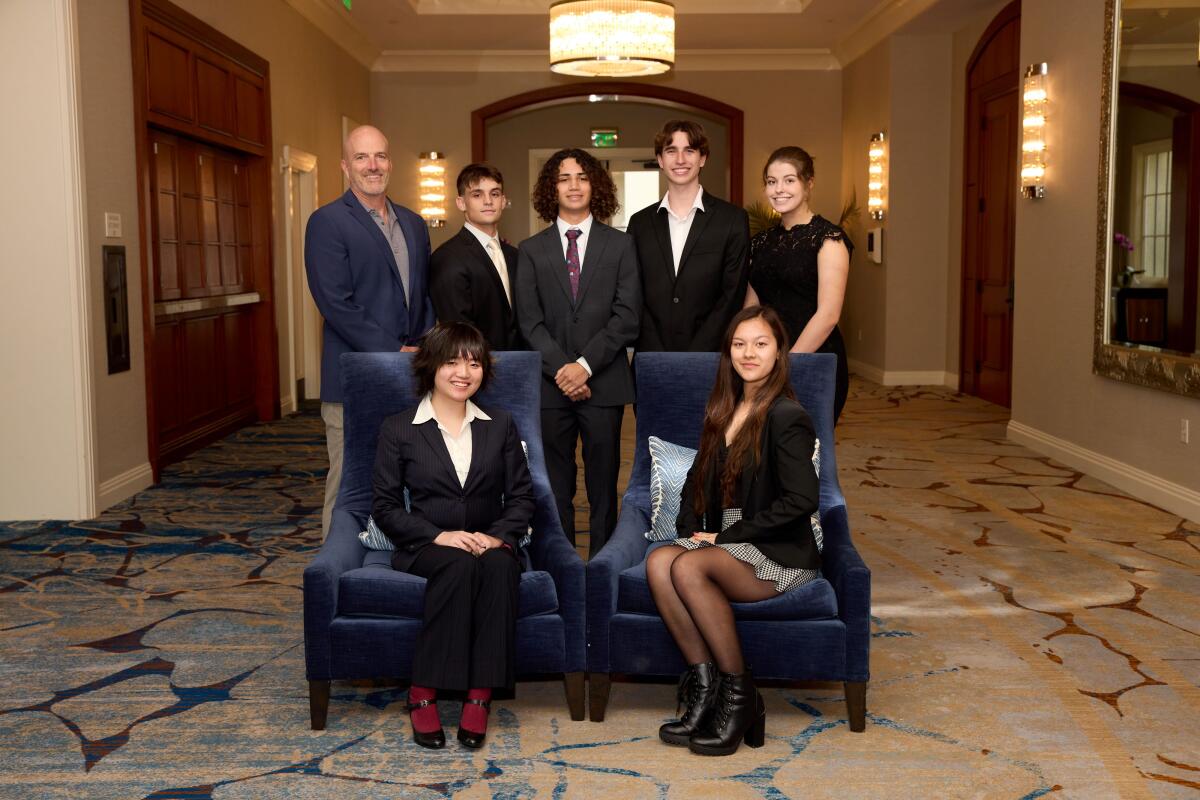 Estancia High School scholarship winners at the Balboa Bay Club.