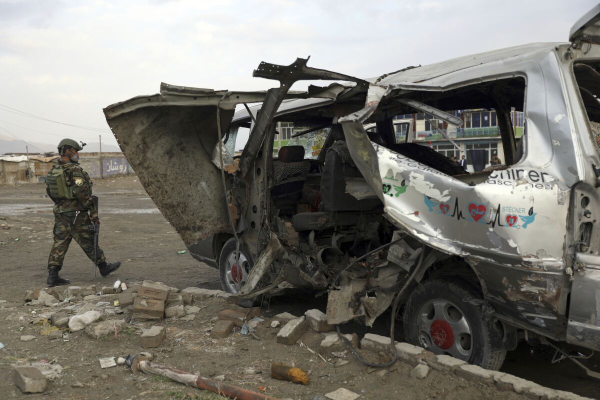 Mangled vehicle in Kabul, Afghanistan