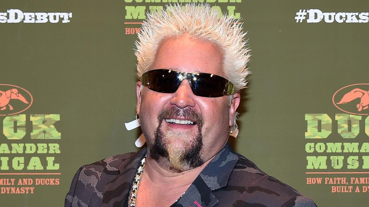Chef and television personality Guy Fieri attends the "Duck Commander Musical" premiere in Las Vegas in April.