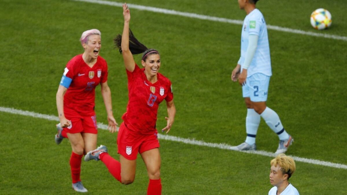 Women S World Cup Alex Morgan Scores Five Goals As U S Routs Thailand 13 0 The San Diego Union Tribune