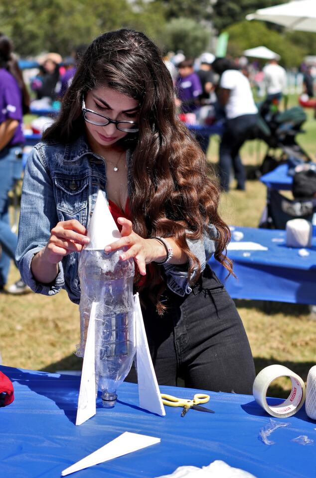 Photo Gallery: Soda bottle rockets launched during Discovery Cube event at Boeing