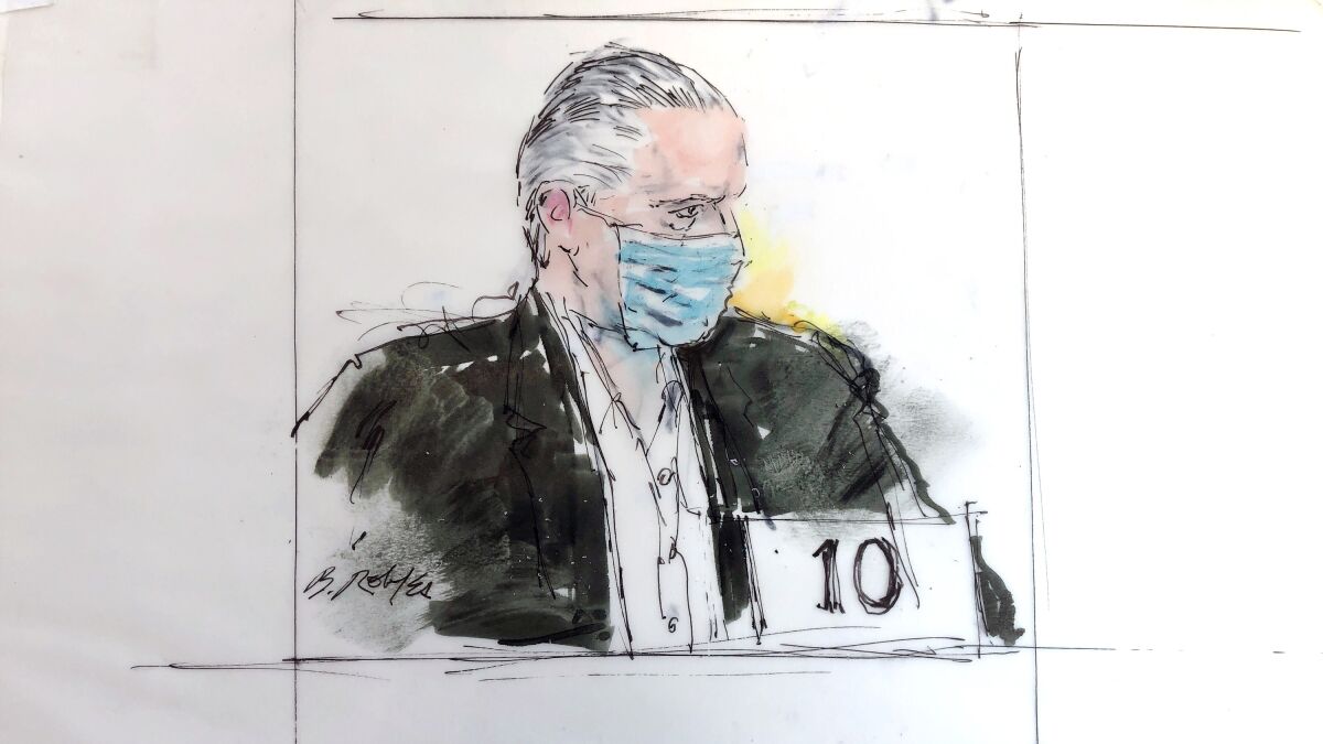 Court artist's sketch of former Mexican defense secretary Gen. Salvador Cienfuegos Zepeda