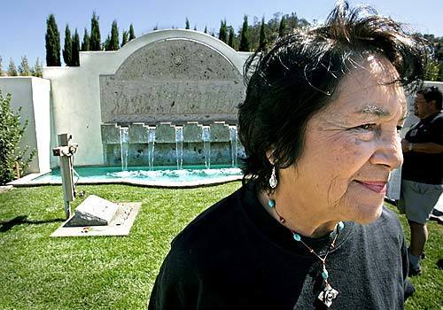 Dolores Huerta, 75, visiting the Cesar Chavez memorial, has started her own foundation and is no longer involved with the union. Huerta says Chavez, sometimes misunderstood, was fighting to save the organization.