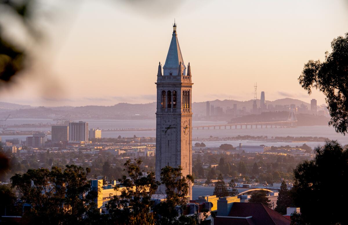 Sather Tower, also known as the Campanile, at the UC Berkeley campus.
 