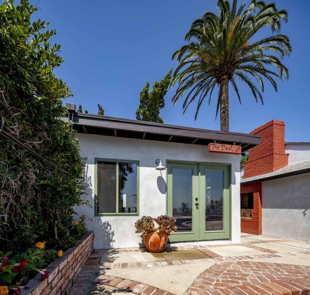 The pool house.