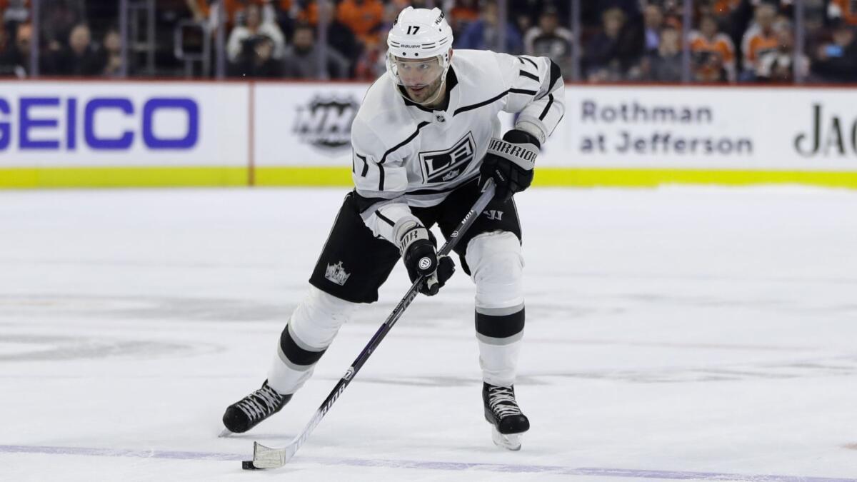 Kings left winger Ilya Kovalchuk brings the puck up ice during a game against the Flyers earlier this month.