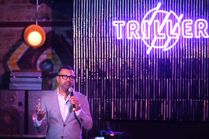 Los Angeles, California September 26 2022-Triller CEO Mahi de Silver speaks to influencers and guests during an event for black creators in Los Angeles Tuesday night.(Wally Skalij/Los Angeles Times)