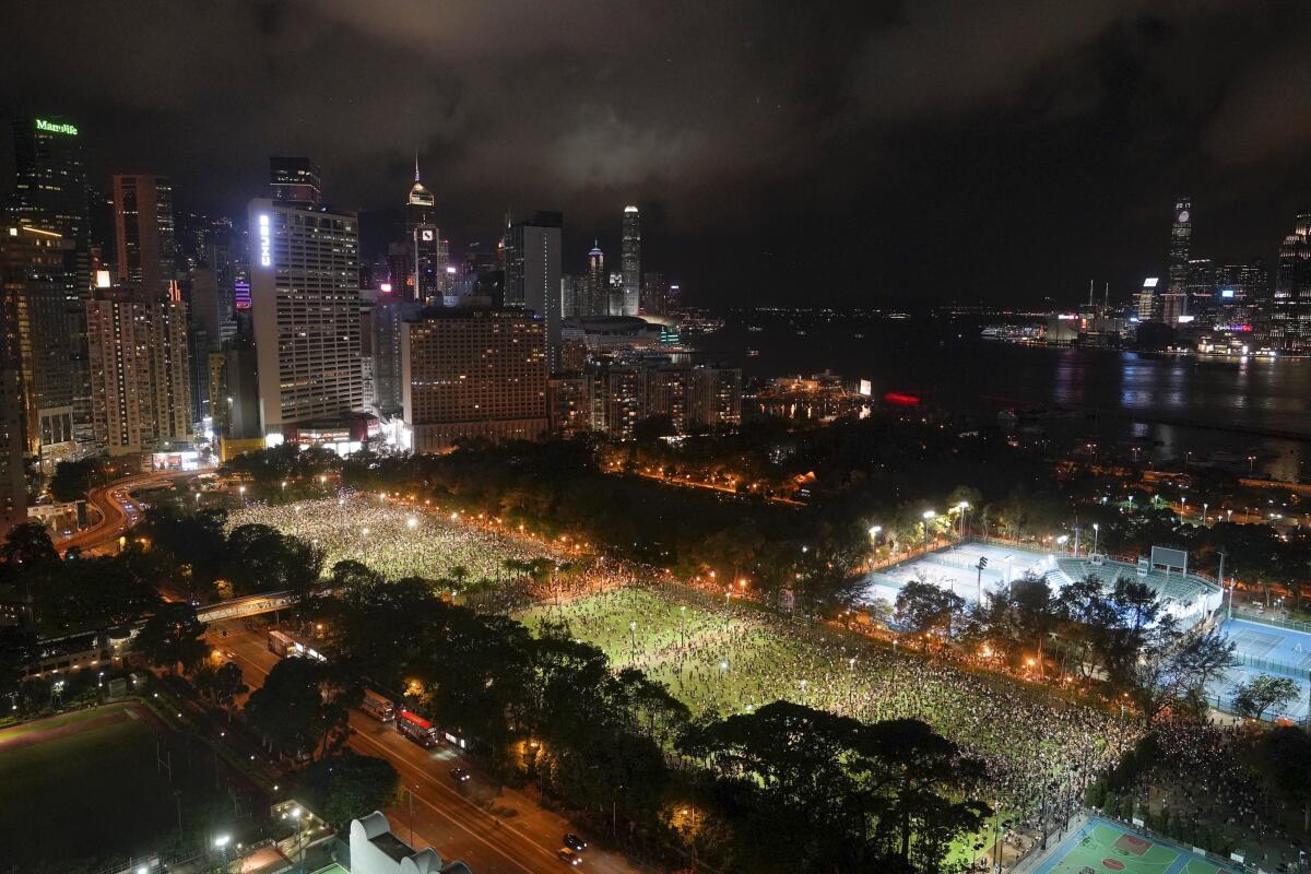 A candlelight vigil in Hong Kong last June to commemorate the crackdown on Tiananmen Square protests.