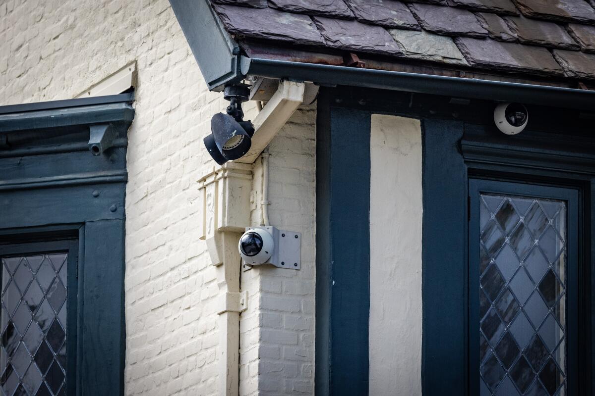 Security cameras are positioned outside Getty House.